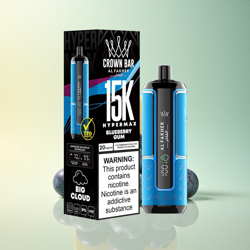 Al Fakher Crown Bar 15K Hypermax Blaubeerkaugummi 600mAh Leicht