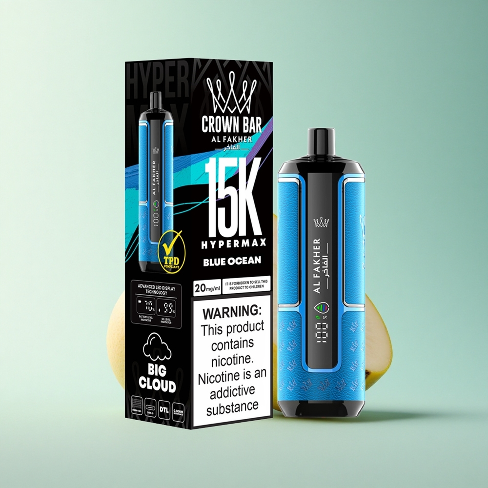 Al Fakher Crown Bar 15K Hypermax Blaues Meer 22ml 600mAh Direkt-zu-Lunge 6mg Nikotin