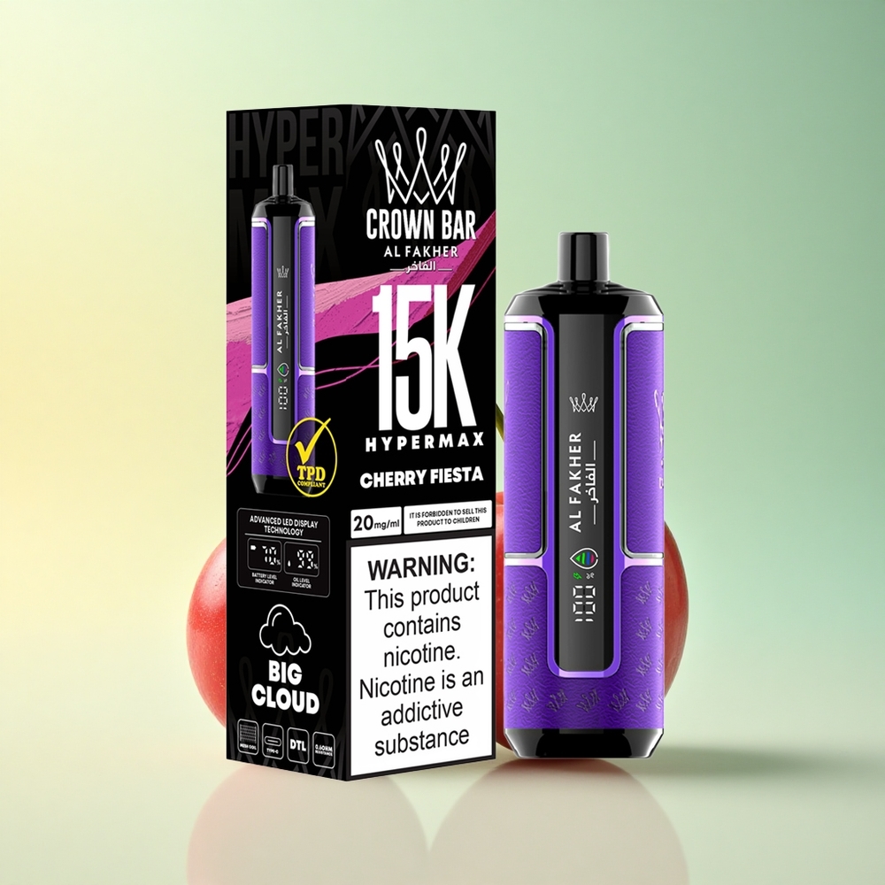 Al Fakher Crown Bar 15K Hypermax Kirschfrische mit 600mAh und Typ-C-Ladung