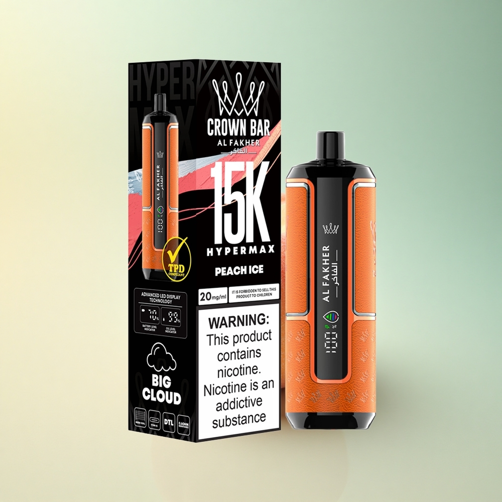 Al Fakher Crown Bar 15K Hypermax Pfirsich-Eis mit 600mAh und 6mg Nikotin