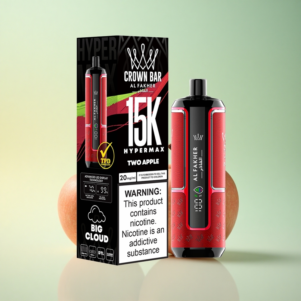 Al Fakher Crown Bar 15K Hypermax Zwei Apfel 600mAh Direkt-zu-Lunge