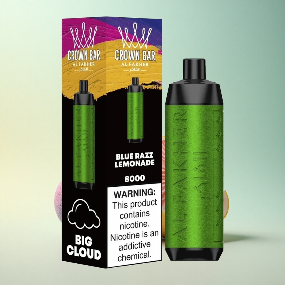 Al Fakher Crown Bar 8000 Crystal Blaue Himbeer-Zitronenlimonade 600mAh 18ml 5mg Nikotin