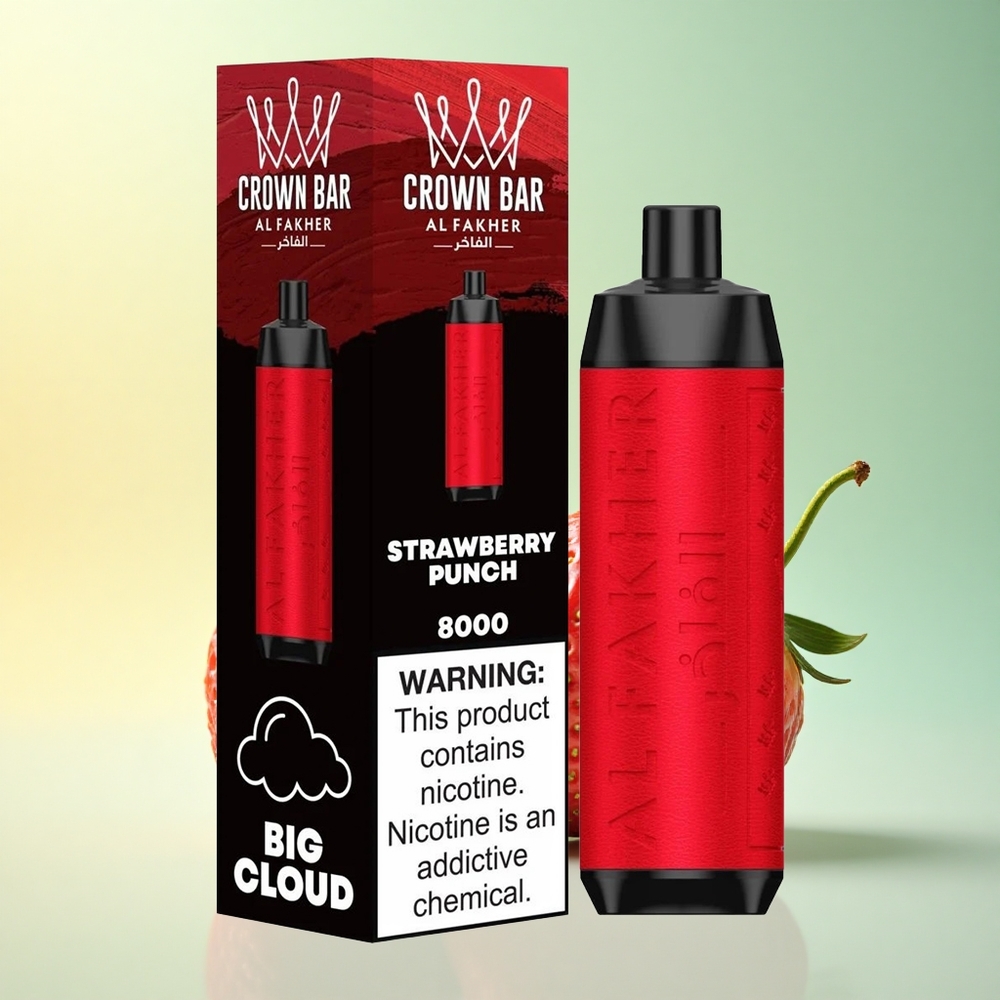 Al Fakher Crown Bar 8000 Crystal Erdbeer-Stoß mit 5mg Nikotin und 600mAh