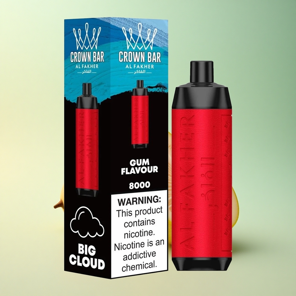 Al Fakher Crown Bar 8000 Crystal Kaugummi-Geschmack Kristall-Wegwerf-E-Zigarette mit 600mAh und 5mg Nikotin
